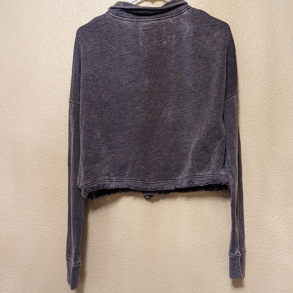 Burnout Grey Fleece Half-Zip Cropped Pullover Medium from Aeropostale - Picture 6 of 6